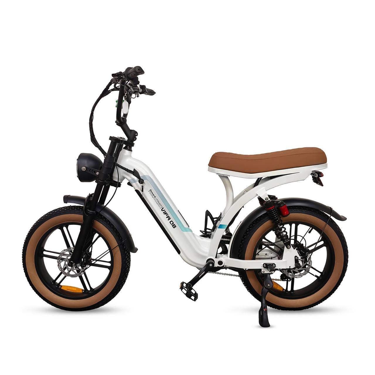 E-bike elétrica branca estilo retrô — VIFA Q8 importada